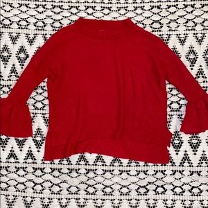 Red bell long sleeve shirt for toddler girl